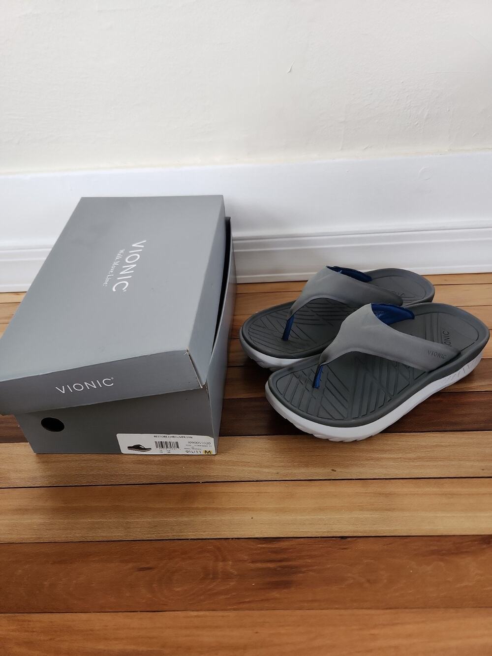 Vionic Restore Recovery Gray Sandals Unisex Supportive Arch Support Sz 11 Thongs
